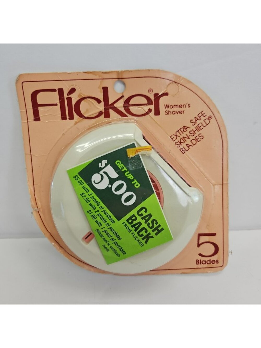 Vintage Flicker Ladie's Safety Shaver White Pink 5 Blades NEW Beauty
